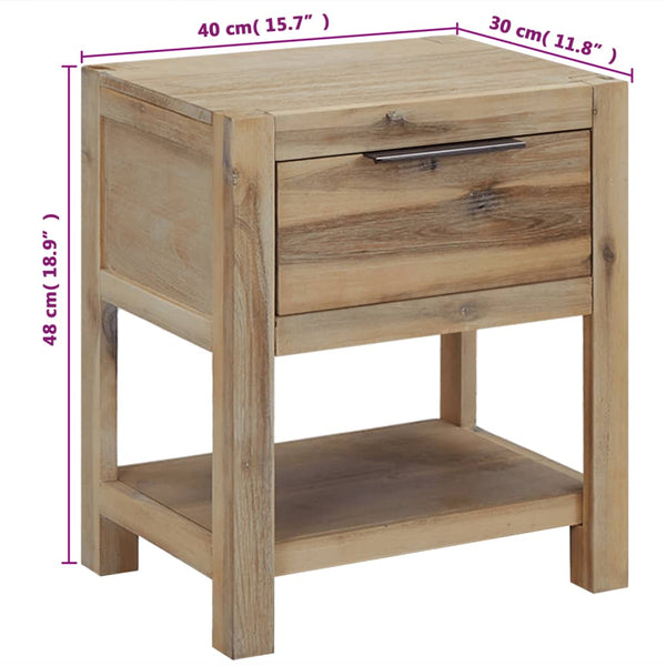 Vidaxl Nightstand With Drawer 40X30x48 Cm Solid Acacia Wood Bedside Tables
