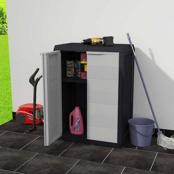 Vidaxl Garden Storage Cabinet With 1 Shelf Black And Grey Cabinets & Cupboards