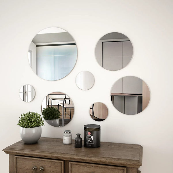 7 Piece Wall Mirror Set Round Glass Mirrors