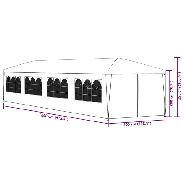 Vidaxl Garden Marquee 3X12 White Marquees