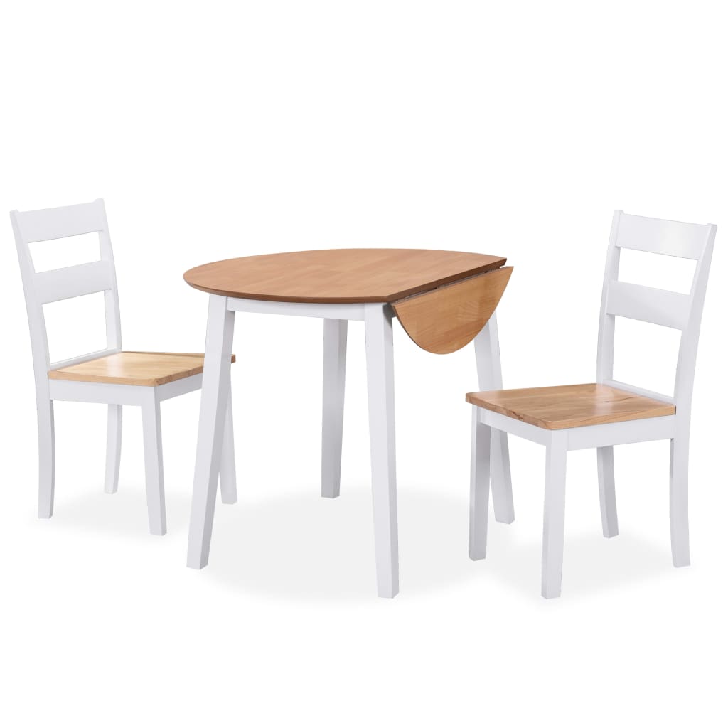 Dining Set 3 Pieces Mdf And Rubberwood White Dining Sets