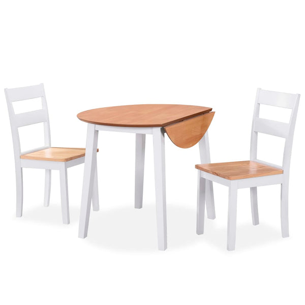 Dining Set 3 Pieces Mdf And Rubberwood White Dining Sets