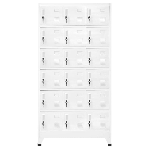 Locker Cabinet With 18 Compartments Metal 90X40x180 Cm