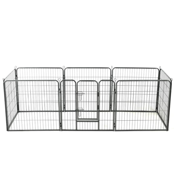 Fences & Pens Dog Playpen 8 Panels Steel 80X80 Cm Black