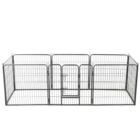 Fences & Pens Dog Playpen 8 Panels Steel 80X80 Cm Black