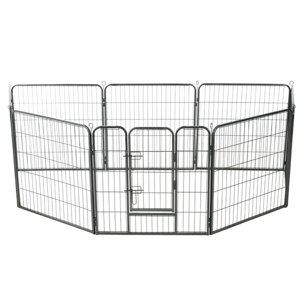 Dog Playpen 8 Panels Steel 80X80 Cm Black Fences & Pens