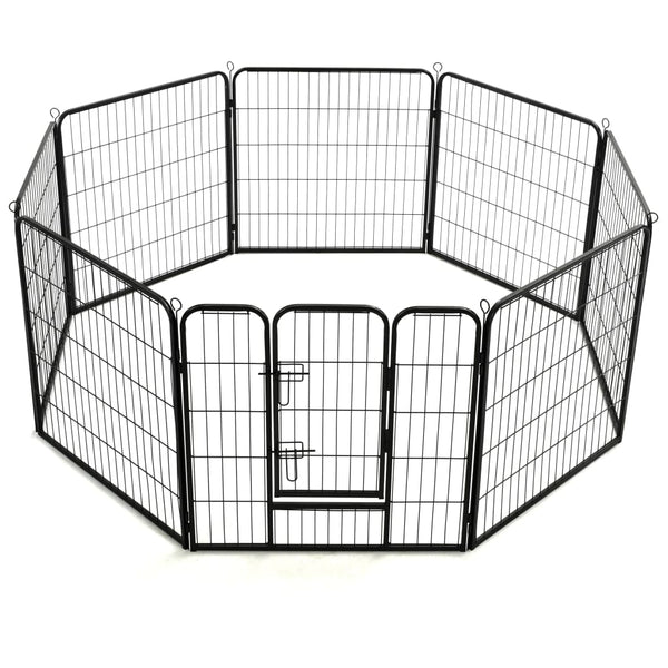 Dog Playpen 8 Panels Steel 80X80 Cm Black Fences & Pens