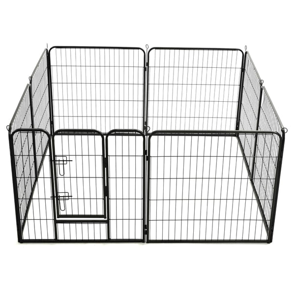 Dog Playpen 8 Panels Steel 80X80 Cm Black Fences & Pens