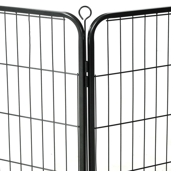 Fences & Pens Dog Playpen 8 Panels Steel 80X80 Cm Black