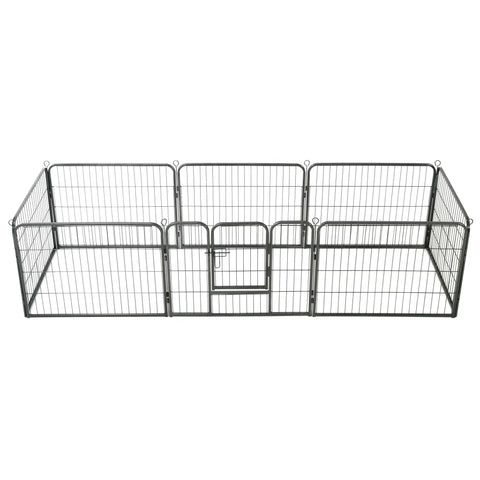Dog Playpen 8 Panels Steel 80X60 Cm Black Fences & Pens