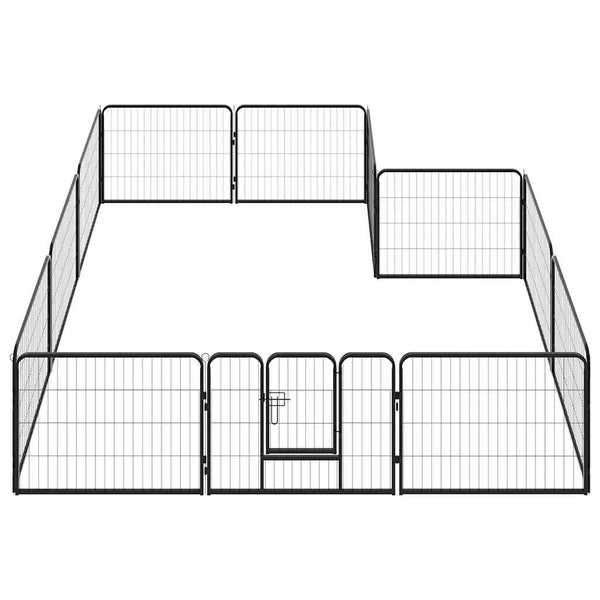 Vidaxl Dog Playpen 12 Panels Steel 80X60 Cm Black Fences & Pens