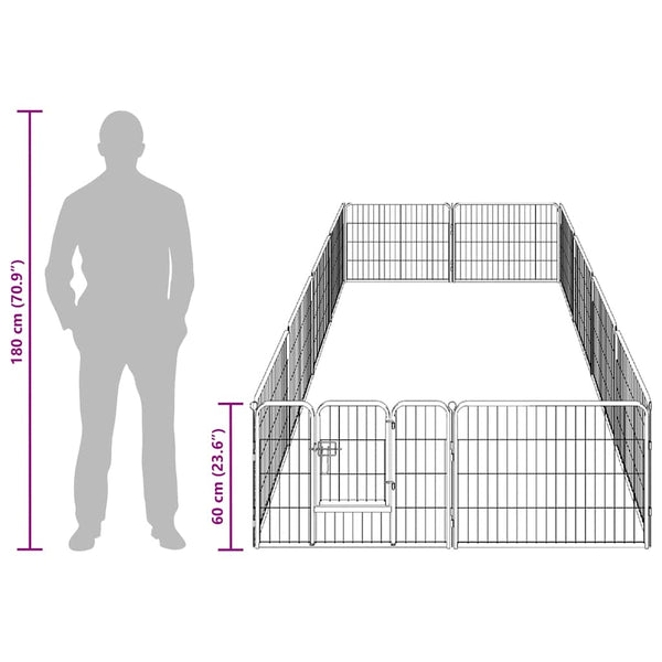 Vidaxl Dog Playpen 12 Panels Steel 80X60 Cm Black Fences & Pens