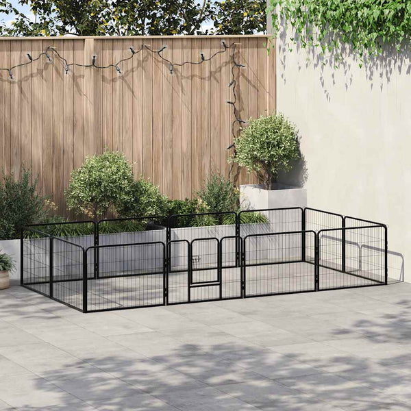 Vidaxl Dog Playpen 12 Panels Steel 80X60 Cm Black Fences & Pens