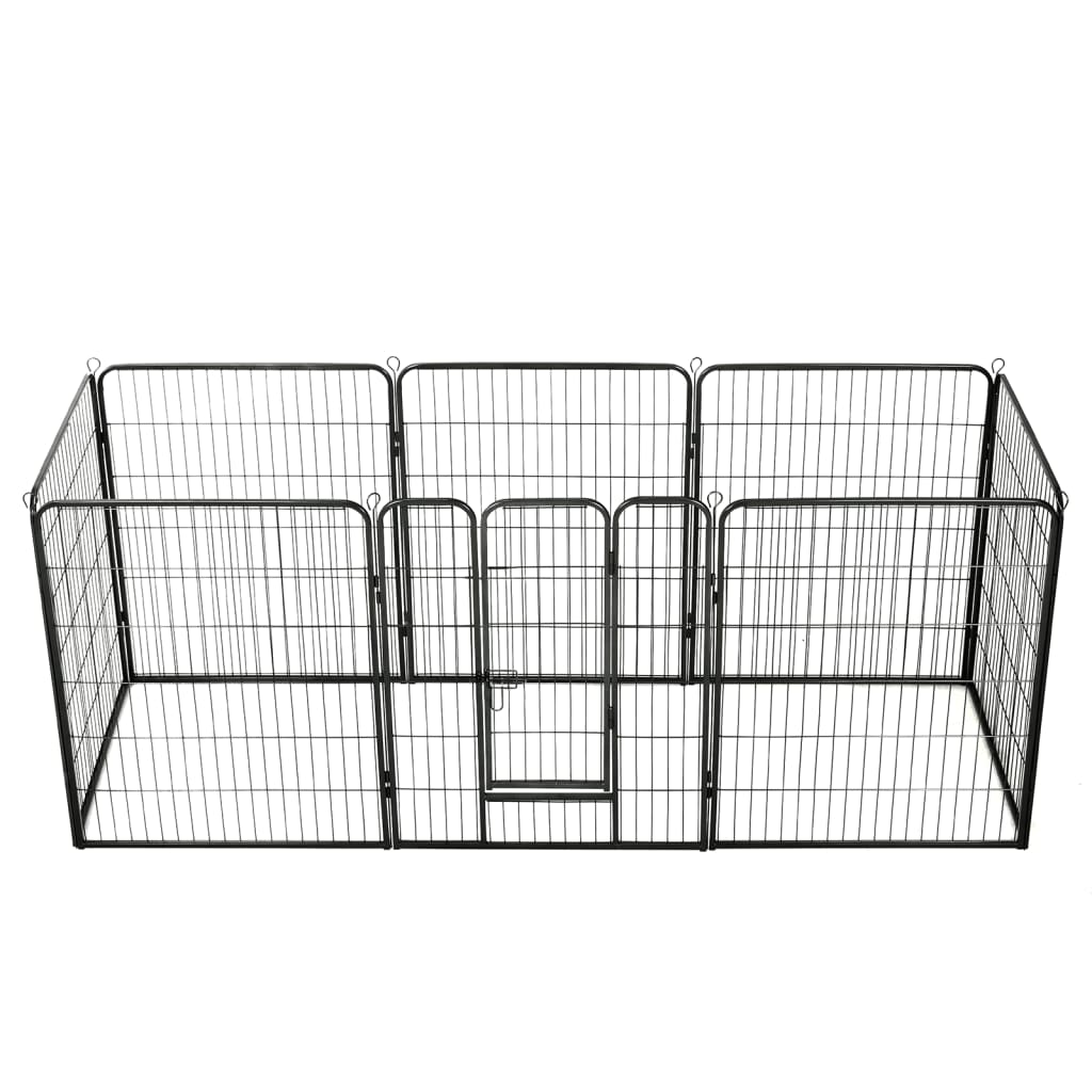 Vidaxl Dog Playpen 8 Panels Steel 80X100 Cm Black Fences & Pens