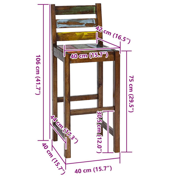 Vidaxl Bar Stools 2 Pcs Solid Reclaimed Wood Benches Bar Stools