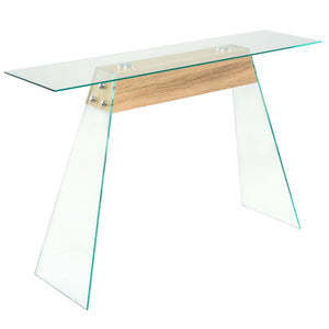 Console Table Mdf And Glass 120X30x76 Cm Oak Colour