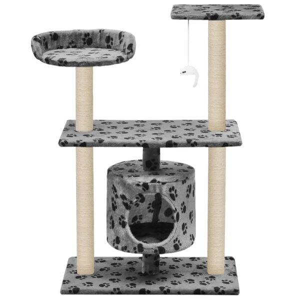 Cat Tree With Sisal Scratching Posts 95 Cm Grey Paw Prints