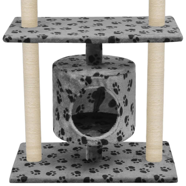 Cat Tree With Sisal Scratching Posts 95 Cm Grey Paw Prints
