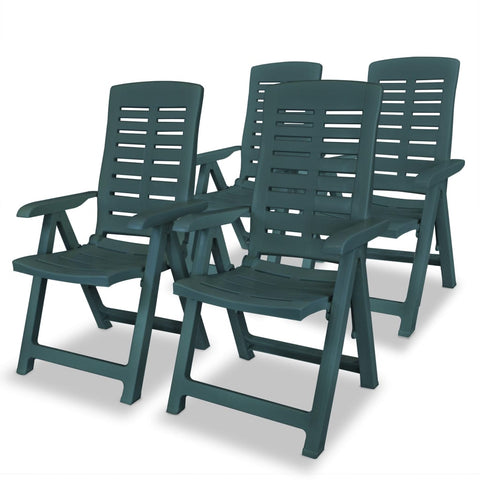 Reclining Garden Chairs 4 Pcs Plastic Green Patio Chairs