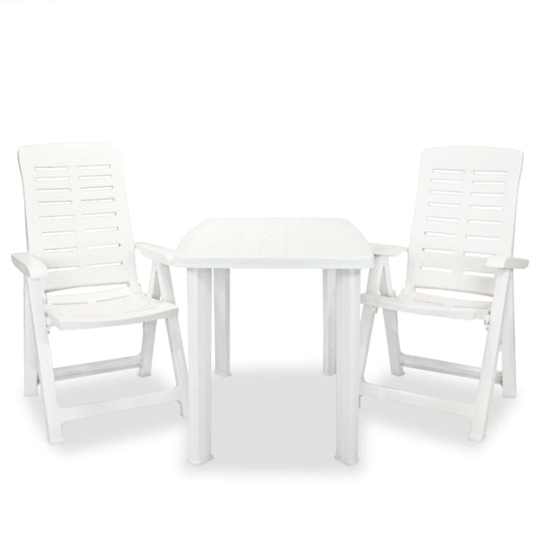3 Piece Bistro Set Plastic White Patio Furniture Sets