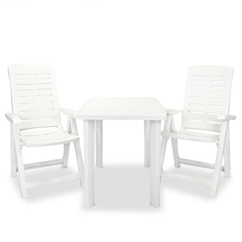 3 Piece Bistro Set Plastic White Patio Furniture Sets
