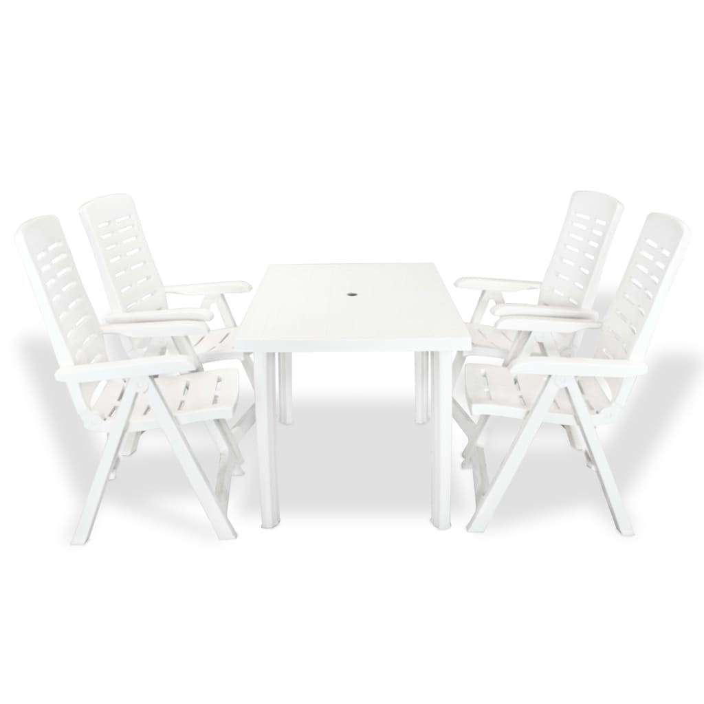 5 Piece Outdoor Dining Set Plastic White Outdoor Dining Sets