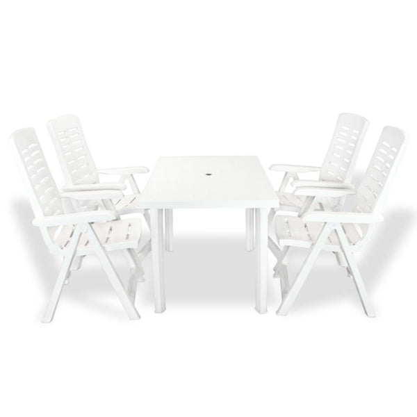 5 Piece Outdoor Dining Set Plastic White Outdoor Dining Sets
