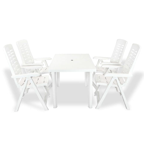 5 Piece Outdoor Dining Set Plastic White Outdoor Dining Sets