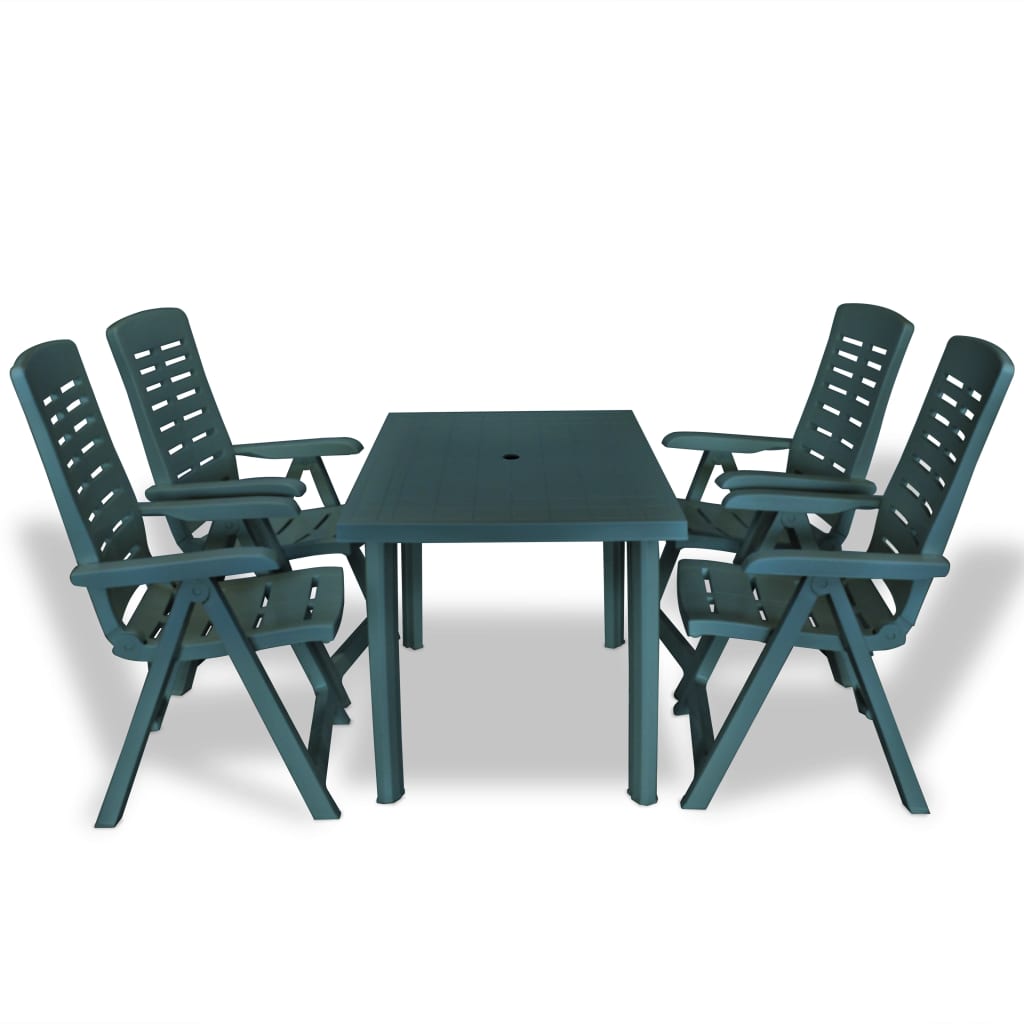 5 Piece Outdoor Dining Set Plastic Green Outdoor Dining Sets