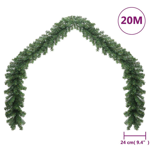 Vidaxl Christmas Garland Pvc Green 20 Metres 1800 Branches Seasonal Decorations