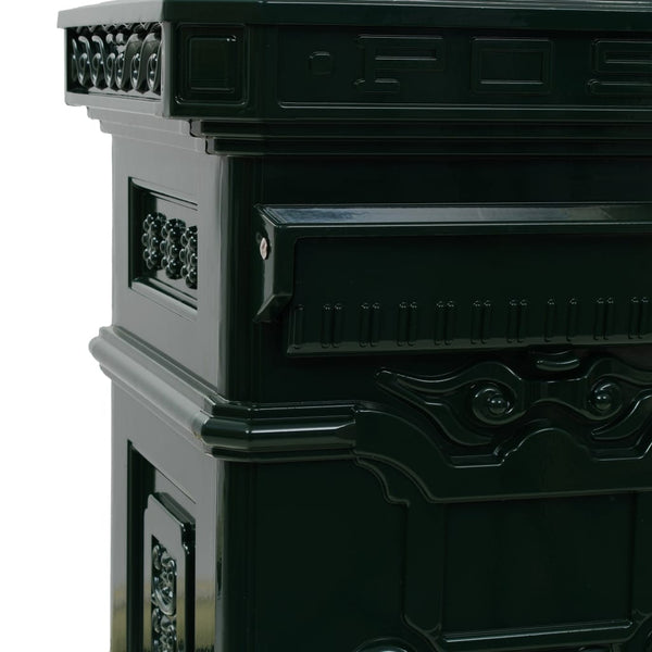 Pillar Letterbox Aluminium Vintage Style Rustproof Green Letterboxes