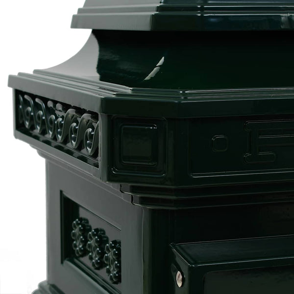 Pillar Letterbox Aluminium Vintage Style Rustproof Green Letterboxes