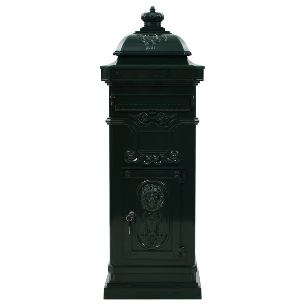 Pillar Letterbox Aluminium Vintage Style Rustproof Green Letterboxes