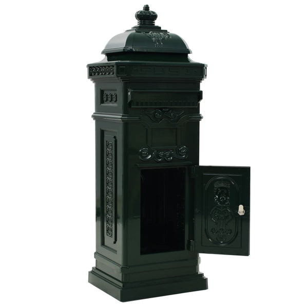 Pillar Letterbox Aluminium Vintage Style Rustproof Green Letterboxes
