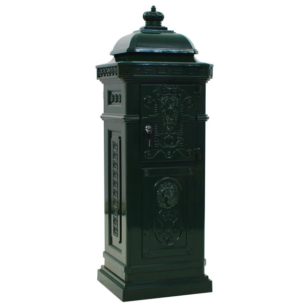 Pillar Letterbox Aluminium Vintage Style Rustproof Green Letterboxes