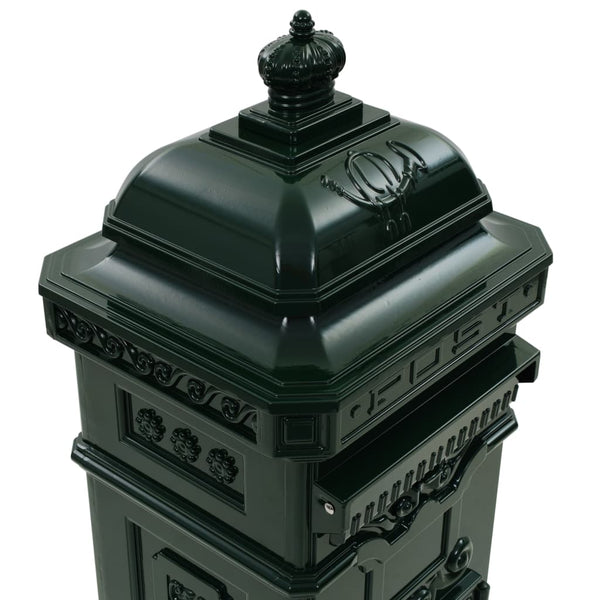 Pillar Letterbox Aluminium Vintage Style Rustproof Green Letterboxes