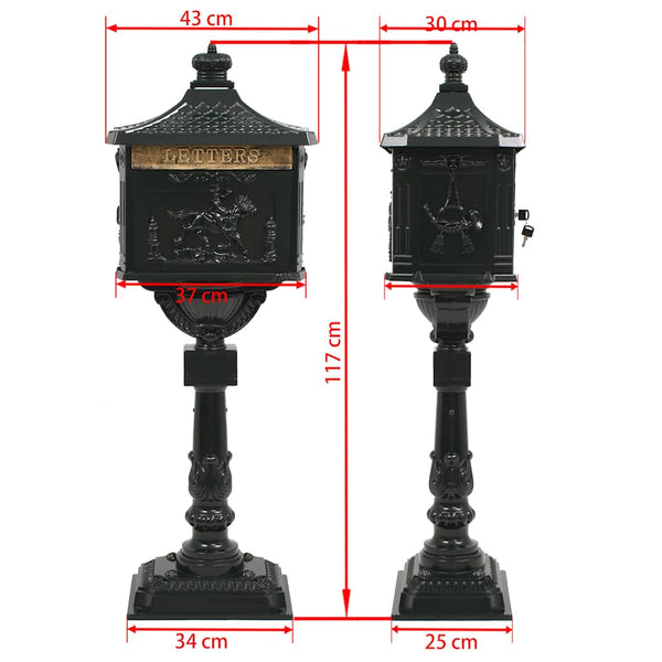 Pedestal Letterbox Aluminium Vintage Style Rustproof Green Letterboxes