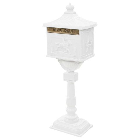 Pedestal Letterbox Aluminium Style Rustproof White Letterboxes