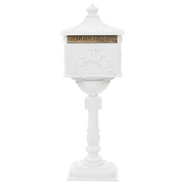Pedestal Letterbox Aluminium Style Rustproof White Letterboxes