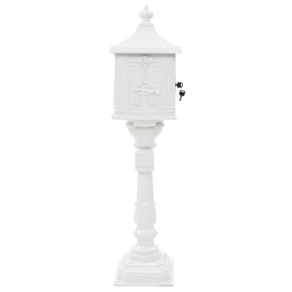 Pedestal Letterbox Aluminium Style Rustproof White Letterboxes