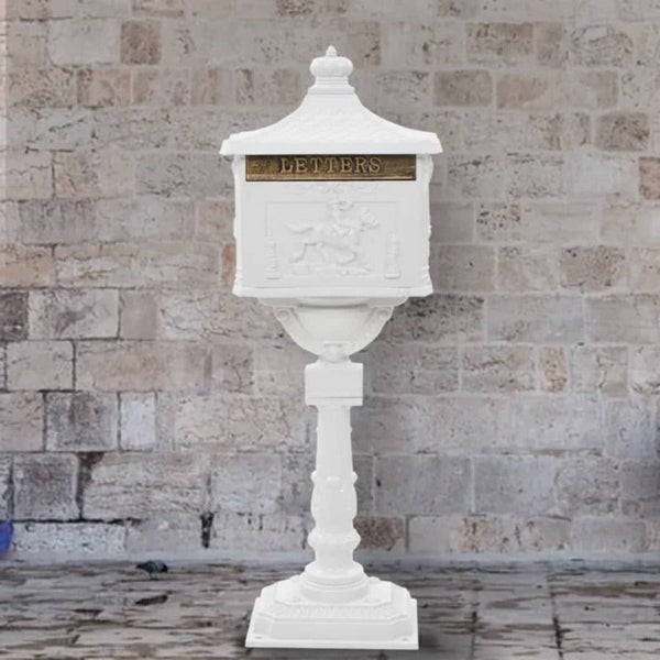 Pedestal Letterbox Aluminium Style Rustproof White Letterboxes
