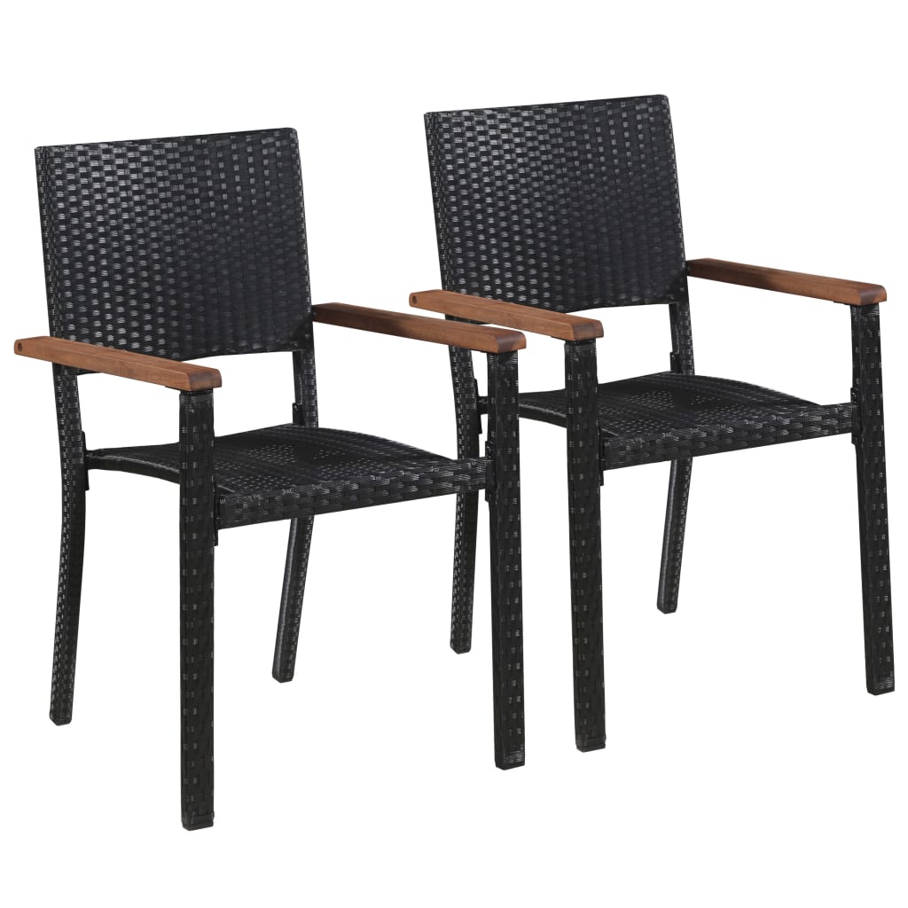 Vidaxl Outdoor Chairs 2 Pcs Poly Rattan Black Patio Chairs