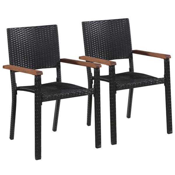 Vidaxl Outdoor Chairs 2 Pcs Poly Rattan Black Patio Chairs
