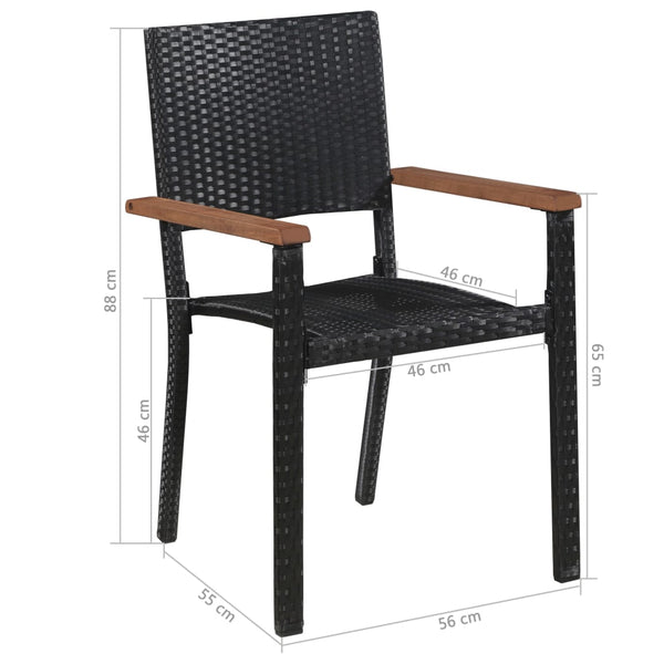 Vidaxl Outdoor Chairs 2 Pcs Poly Rattan Black Patio Chairs
