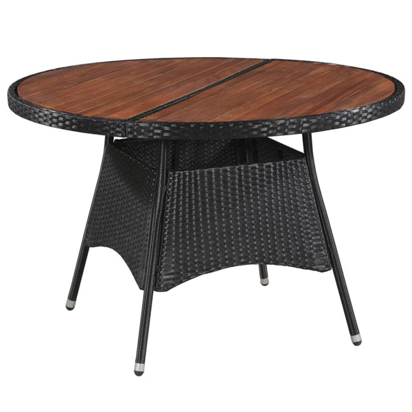 Garden Table 115X74 Cm Poly Rattan And Solid Acacia Wood