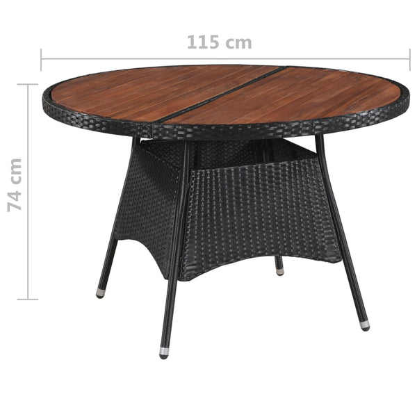 Vidaxl Garden Table 115X74 Cm Poly Rattan And Solid Acacia Wood Patio & Garden Tables