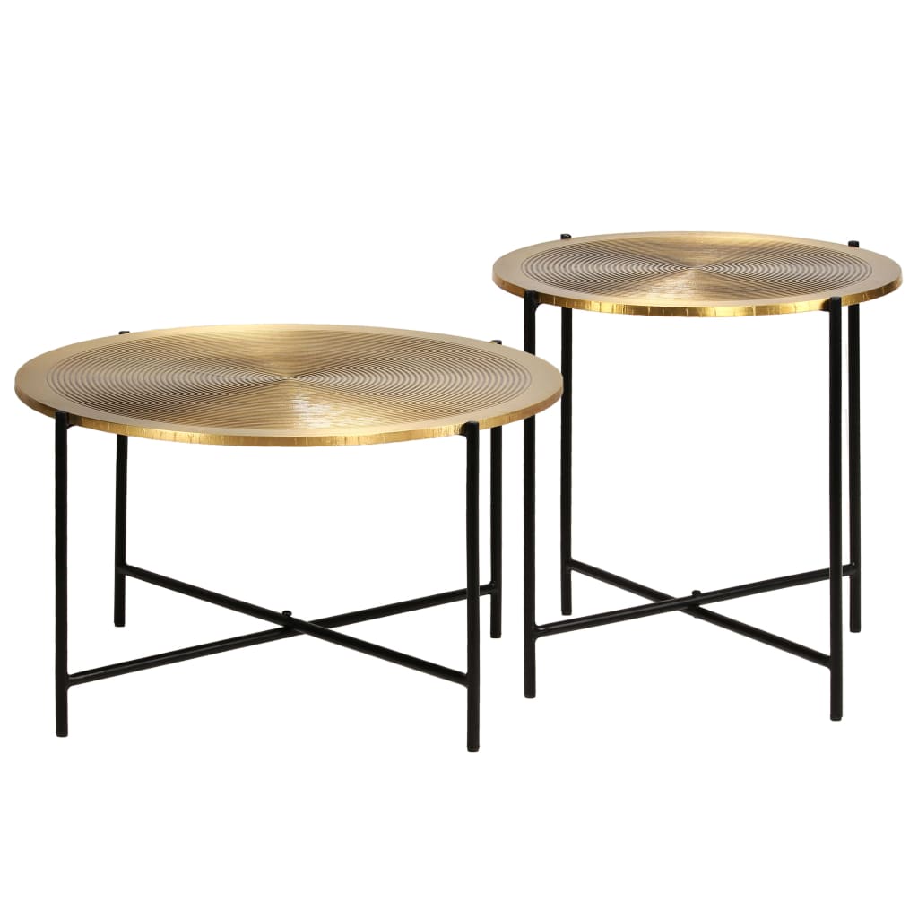 Tables Table Set 2 Pieces Brass Covered Mdf