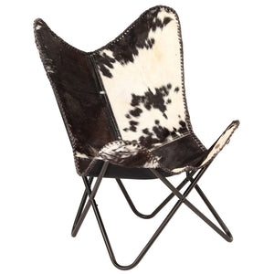 Butterfly Chair Black And White Genuine Goat Leather
