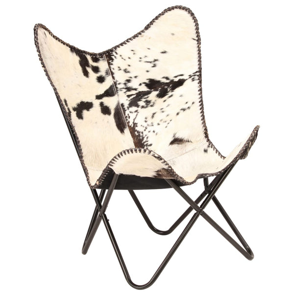 Butterfly Chair Black And White Genuine Goat Leather