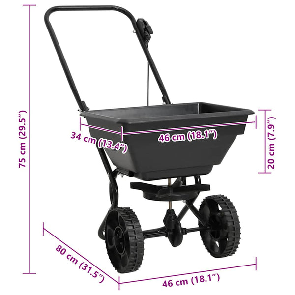 Vidaxl Walk Behind Salt Spreader Pvc And Steel 80X46x75 Cm 15 L Ice Scrapers & Snow Brushes